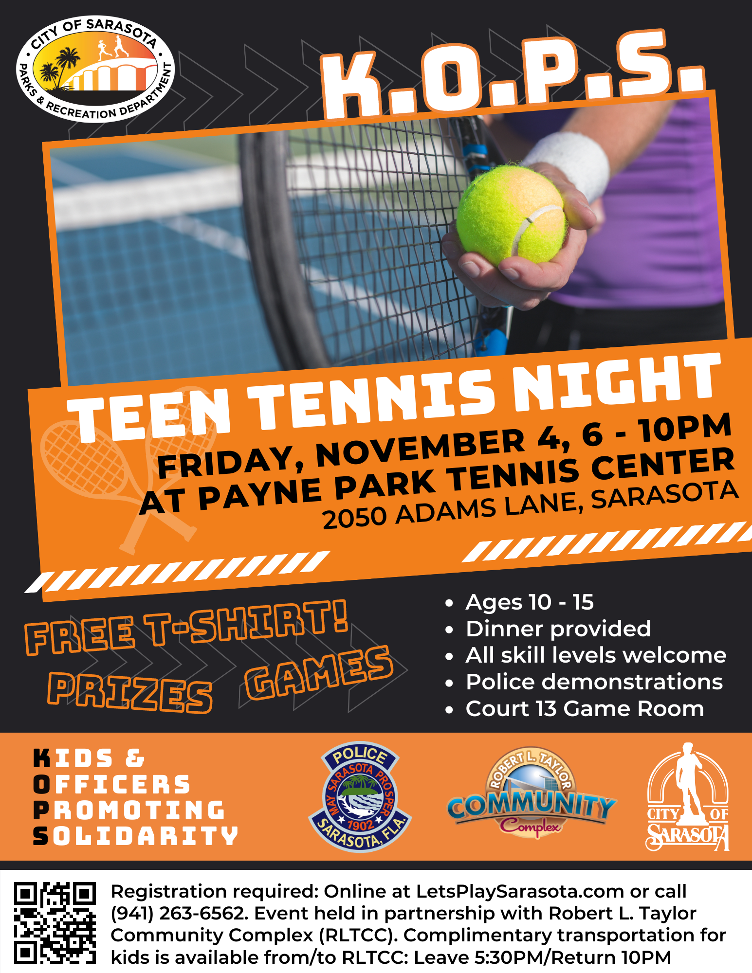 KOPS Teen Tennis Night flyer